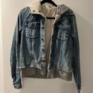 Free People Denim Jacket Hoodie (Built in Sweatshirt)